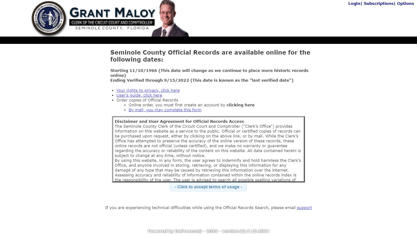 Official Records Inquiry